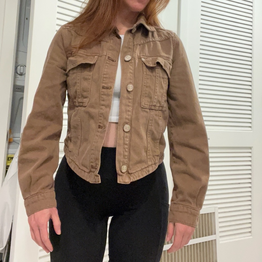 Free People We the Free Jade Denim Jacket in Chocolate Mousse